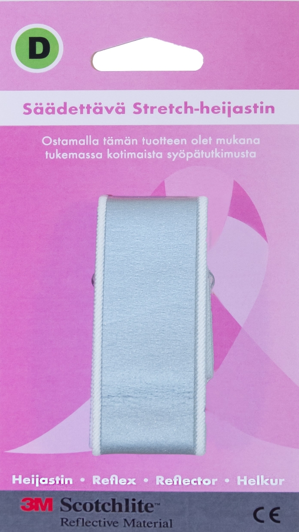 Kiilu D Roosa nauha säädettävä heijastinnauha valkoinen