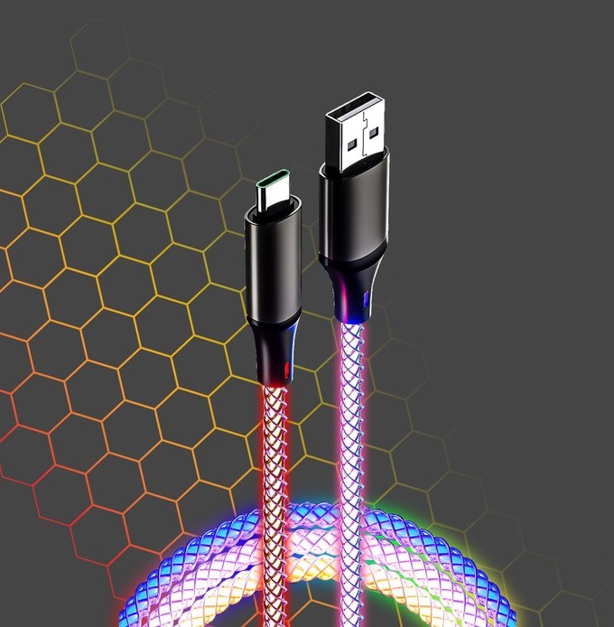 LATAUSKAAPELI USB-A /USB-C 1M RGB-VALAISTU - Image 2