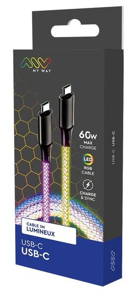 LATAUSKAAPELI USB-C /USB-C 1M RGB-VALAISTU