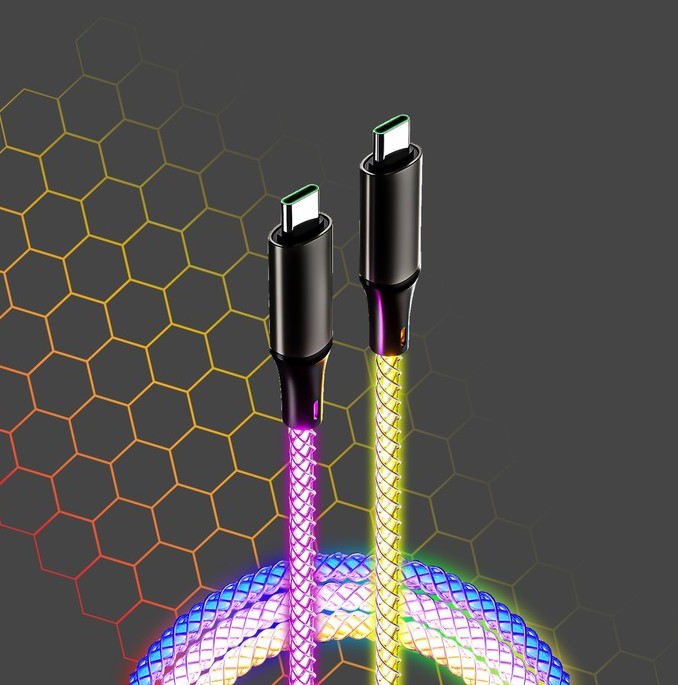 LATAUSKAAPELI USB-C /USB-C 1M RGB-VALAISTU - Image 2