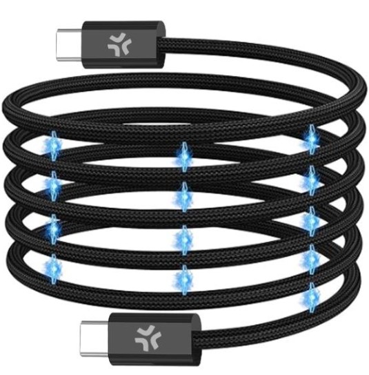 CELLY DATA- JA LATAUSKAAPELI USB-C JA USB-C 1M, 60W MAGNEETTI