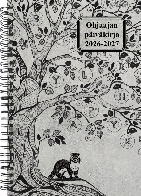 OHJAAJAN PÄIVÄKIRJA A5 2026-2027 KIERRESIDOTTU, MUSTA