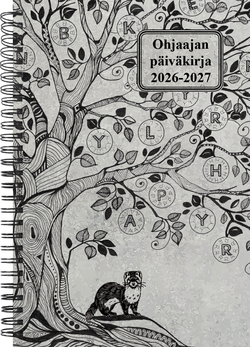 OHJAAJAN PÄIVÄKIRJA A5 2026-2027 KIERRESIDOTTU, MUSTA