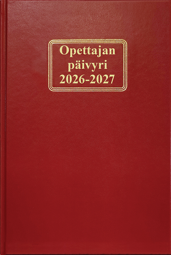 OPETTAJAN PÄIVYRI 17 X 25 CM 2026-2027 LANKASIDOTTU, PUNAINEN