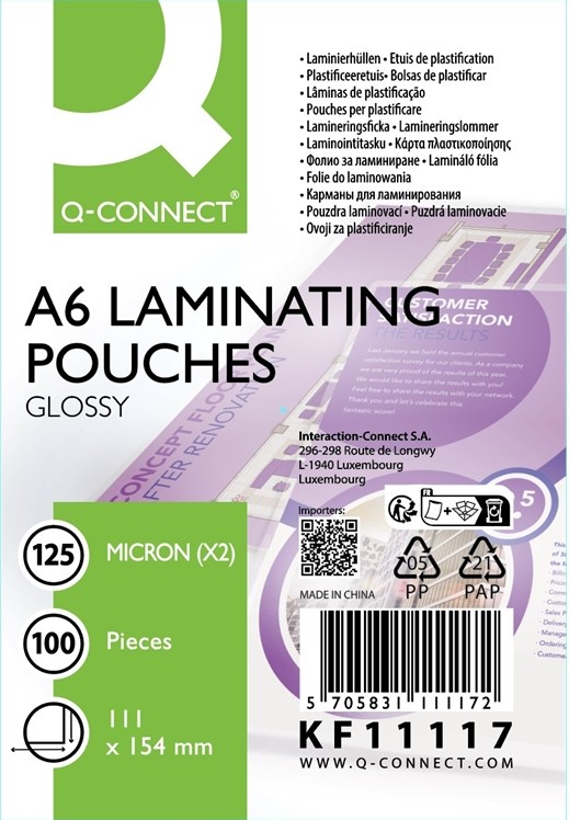 LAMINOINTITASKU Q-CONNECT A6 125 MIC 100 KPL