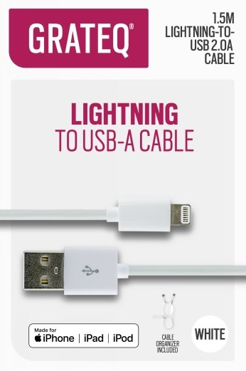 LATAUSKAAPELI USB-LIGHTNING, VALKOINEN 1,5M