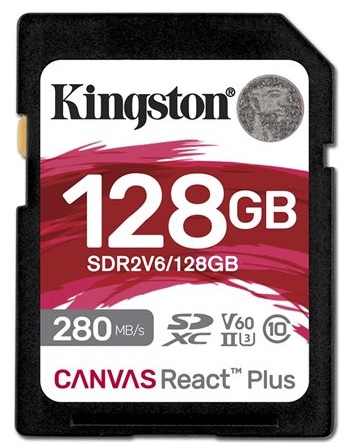 KINGSTON 128GB CANVAS REACT PLUS SDXC UHS-II 280R/100W U3 V60 FOR FULL HD/4K