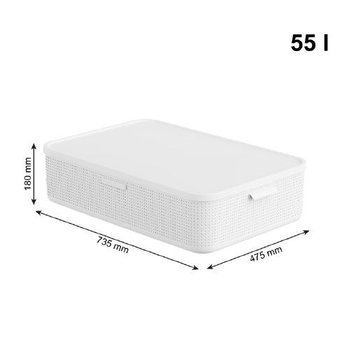SÄILYTYSLAATIKKO KANNELLA XL LISORA 735 X 475 X 180MM VAALEA VALKOINEN ROTHO