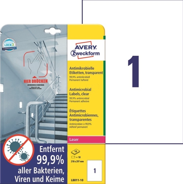 TULOSTUSTARRA AVERY L8011-10 210X297MM KIRKAS 10KPL